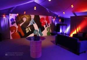 Indoor themed Party sofas and pod tables