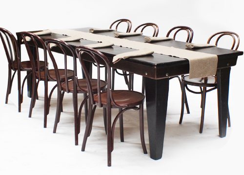 Walnut Harvest Table Complete with Le Bistro Chairs