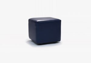 Blue Leather Pouf