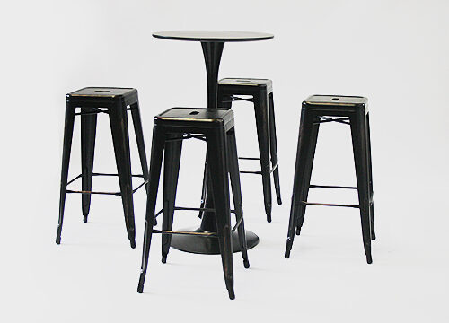 Burnished Ariana Stools with Black Tulip Table