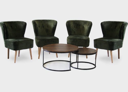Green Suede Chairs with Sherlock Table Set