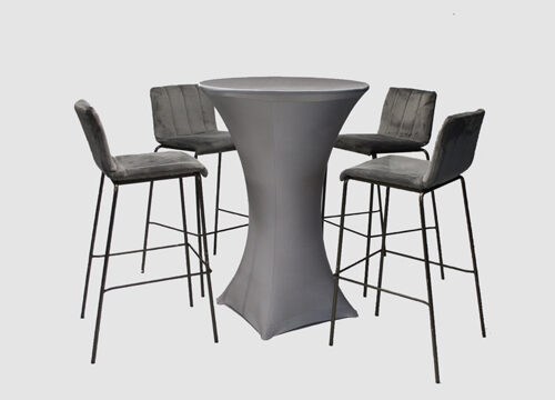 Silver Pod Table set with 4 Stools