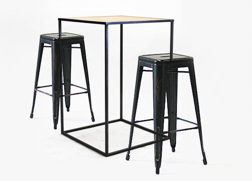 Burnished Ariana Stools with Turing Pod Table
