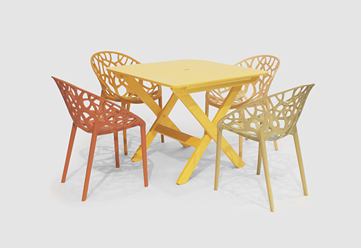 Ores Chairs with Yellow Picnic Table Set