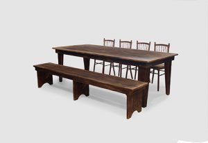 Grey Wash Harvest Table with Vintage Italian Chairs & Bench