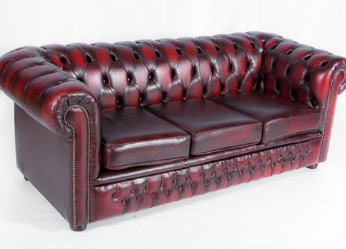 Oxblood Leather Chesterfield Sofa