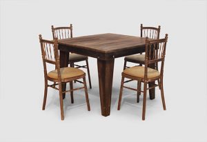 Square Greywash Table and Vintage Italian Chiavari