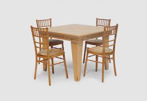 Square Limewash Table and Chiavari chairs
