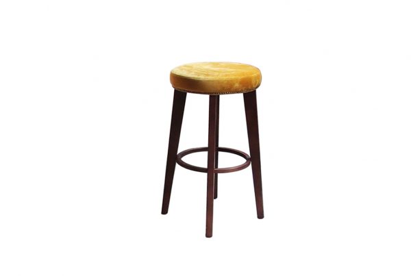 Walnut and Suede Barstool