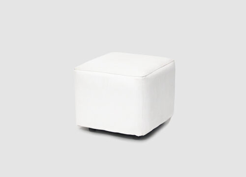 White Leather Pouf
