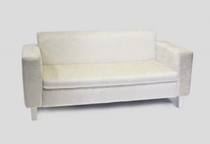 white suede sofa