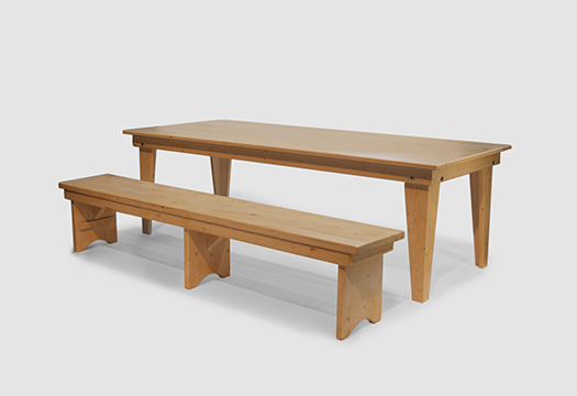 Limewash Harvest Table and Bench