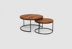 Wooden Top round Coffee Table Set